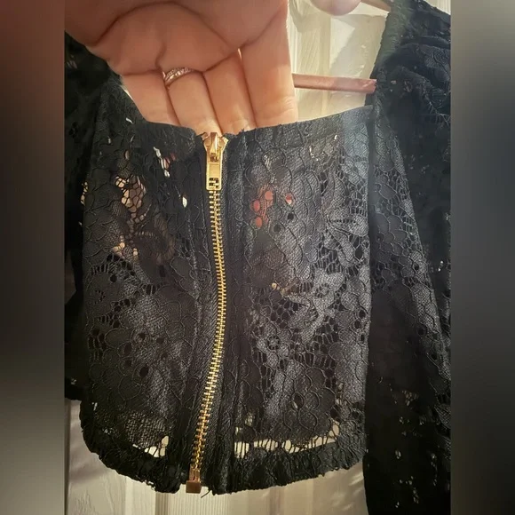 Lush Black Lace Corset Top Long Sleeve Bustier NWT Size M - Picture 6 of 8